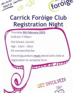 Carrick Fóroige Registration Evening