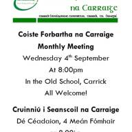 Coiste Forbartha na Carraige September 2024 Meeting